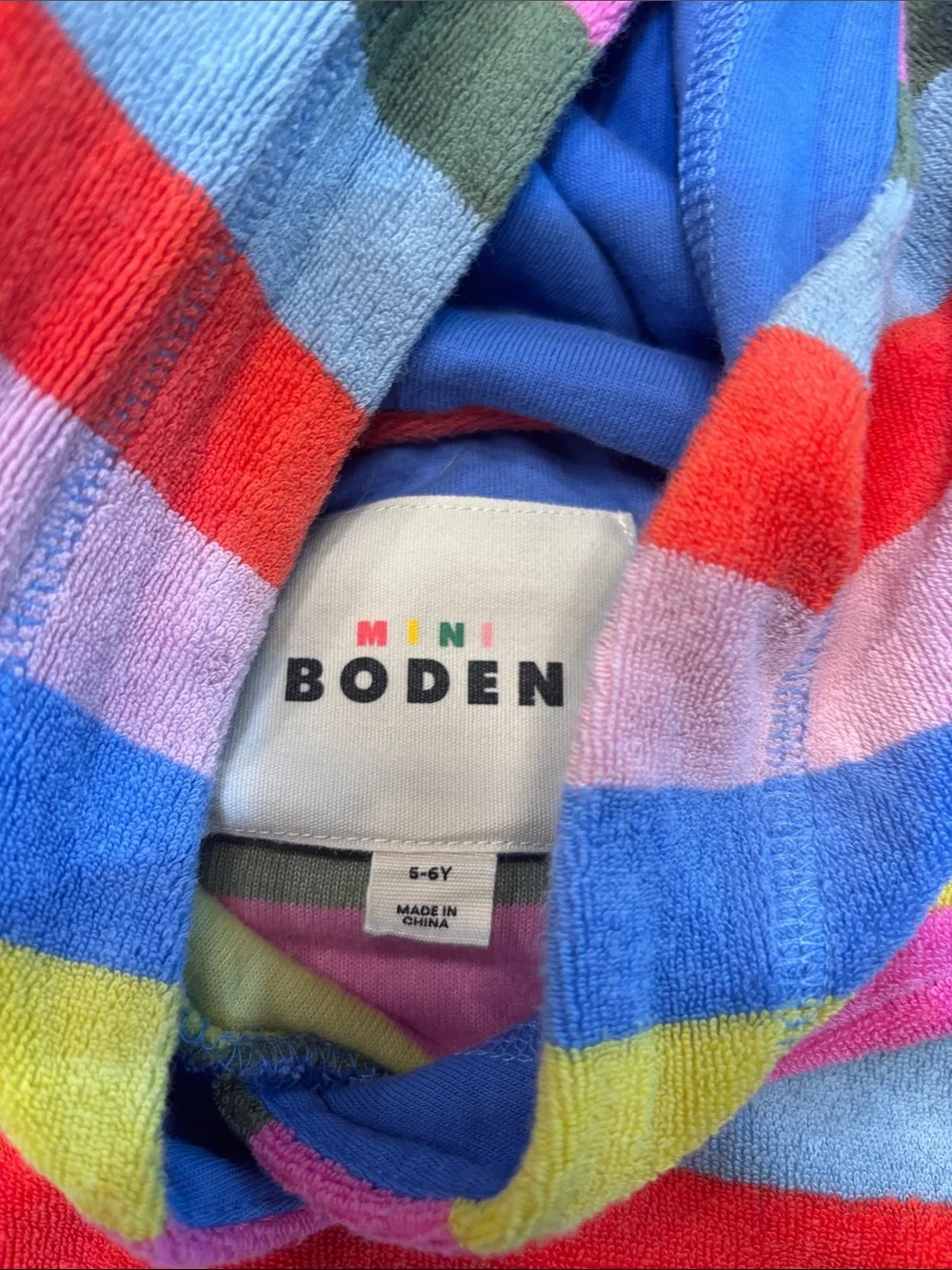 Mini Boden Hooded Kids Swim Coverup in Pink, Blue, Yellow, Red, Green